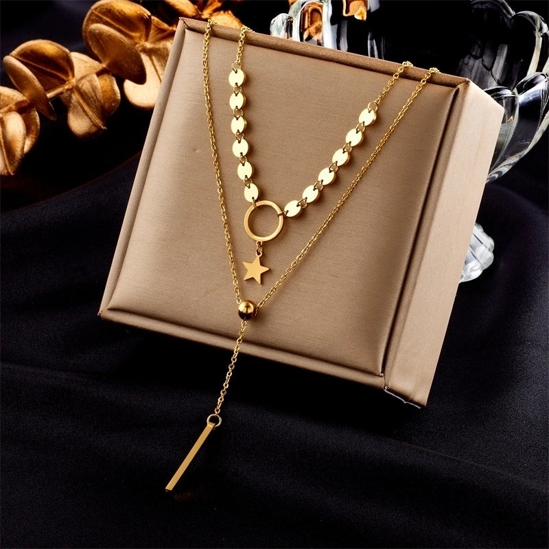 Minimalist Star Heart Shape Titanium Steel Plating Necklace