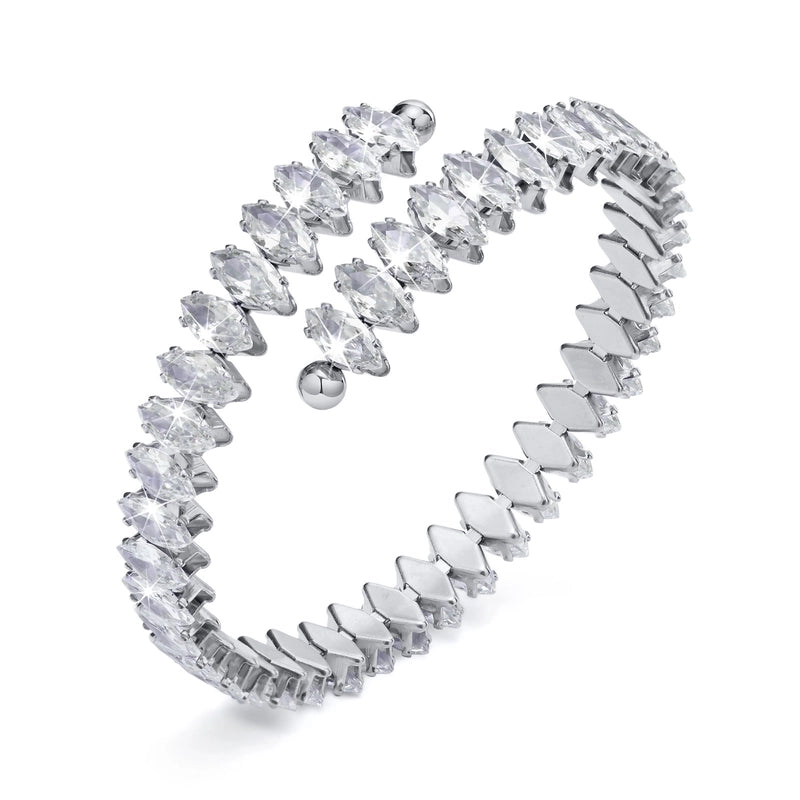 Vacation Geometric 201 Stainless Steel 18K Gold Plated Zircon Bangle In Bulk