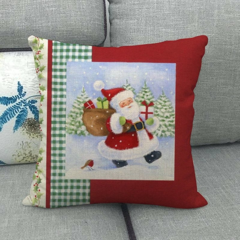 Christmas Casual Cartoon Linen Pillow Cases Couch & Sofa Decor