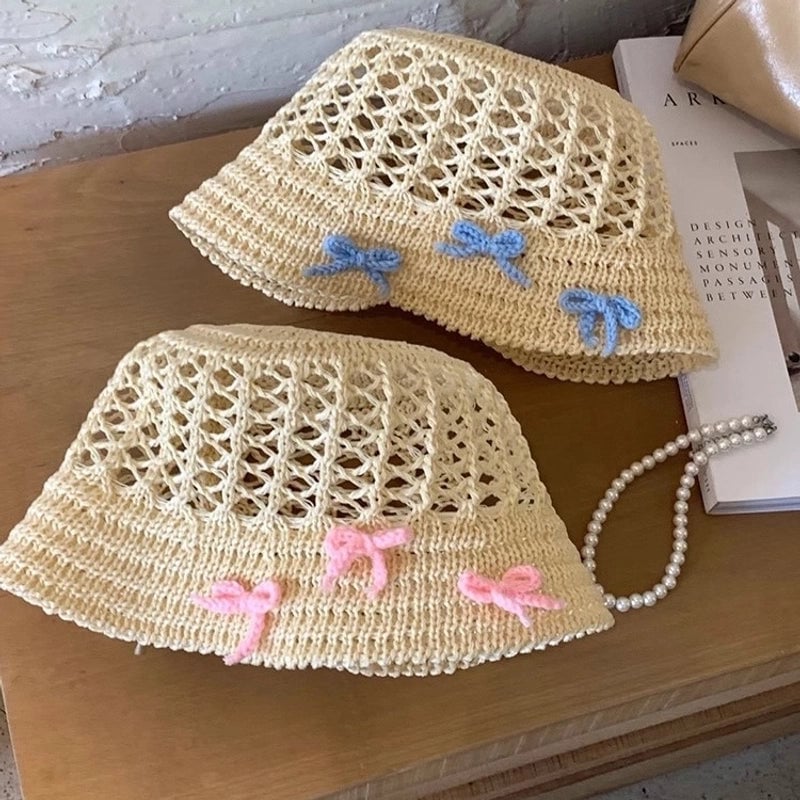 Women's Casual Bow Knot Wide Eaves Straw Hat