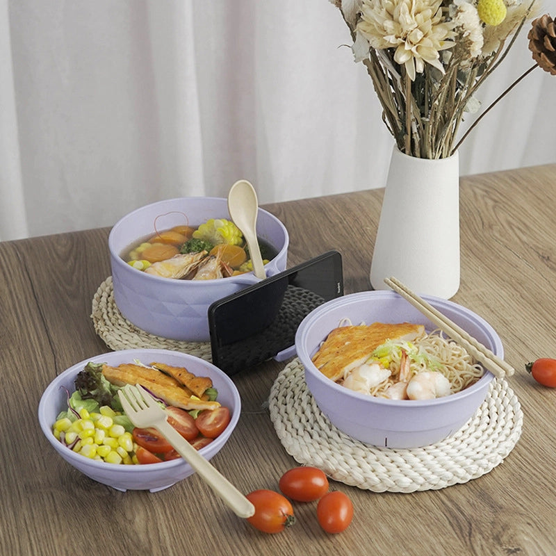 Casual Solid Color PP Wheat Straw Tableware 6-Piece Set