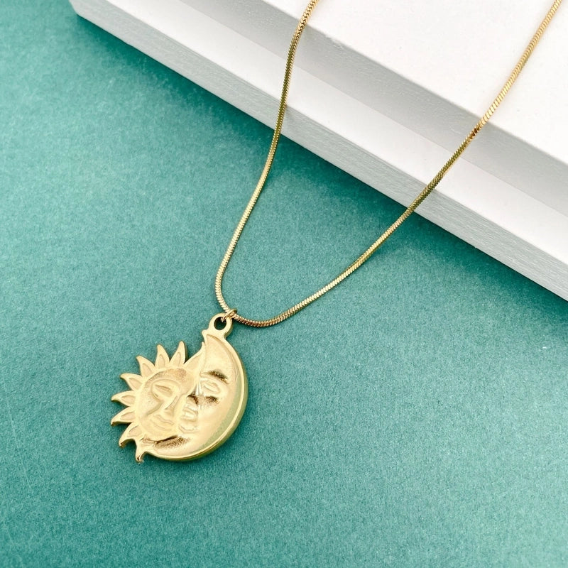 Fashion Round Water Droplets 304 Stainless Steel Natural Stone Zircon 14K Gold Plated Plating Inlay Stainless Steel Necklaces