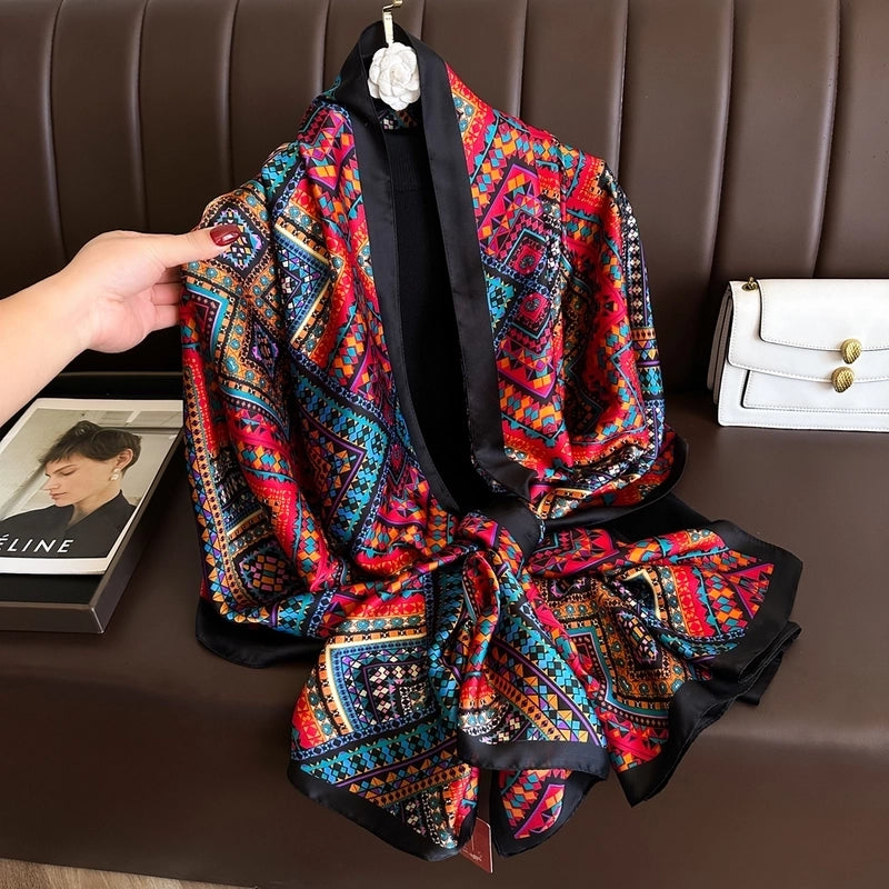 Women's Casual Elegant Minimalist Geometric Satin Silk Scarf