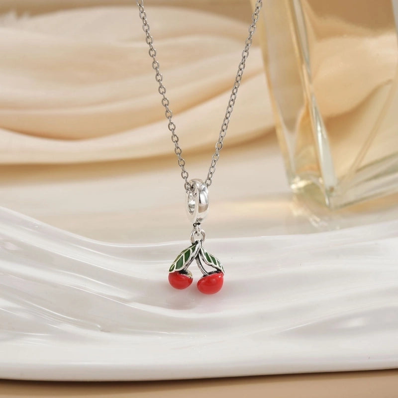 Minimalist Cherry Titanium Steel Plating Pendant Necklace