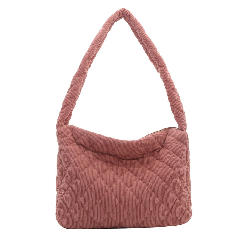 Women's Large Cotton Lingge Streetwear Square Zipper Shoulder Bag