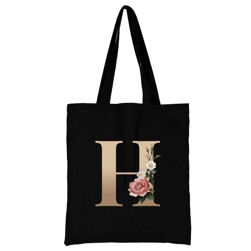 Women's Minimalist Letter Flower Shopping Bags