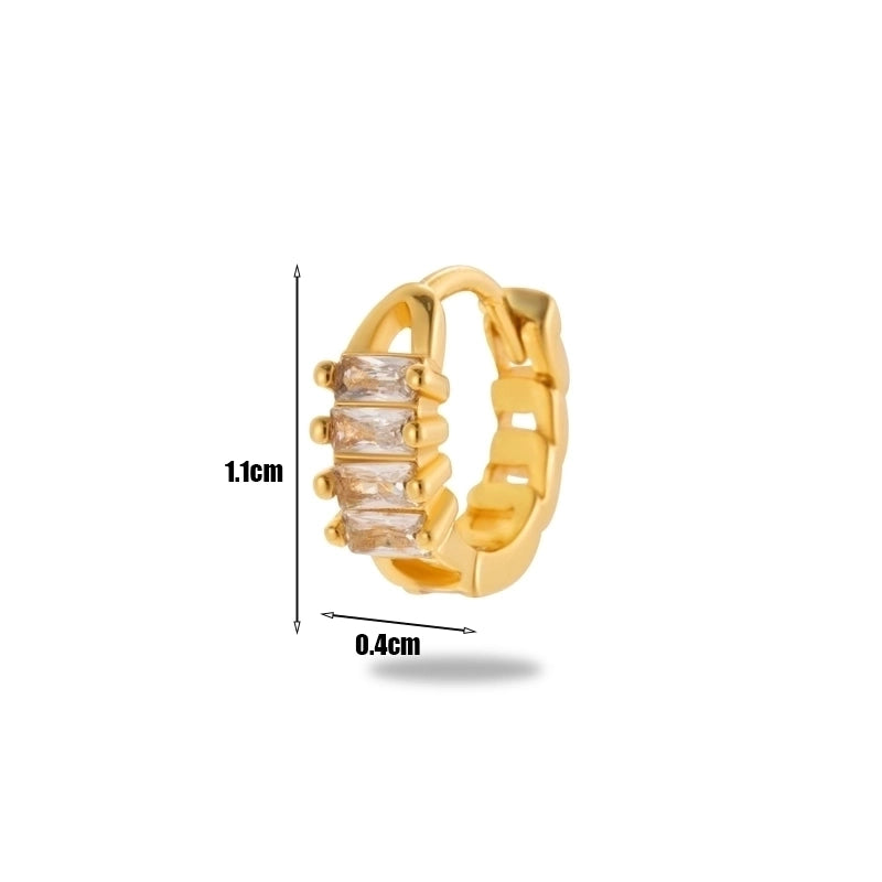 1 Piece Minimalist Classic Style Geometric Plating Inlay Copper Zircon 18k Gold Plated Ear Studs