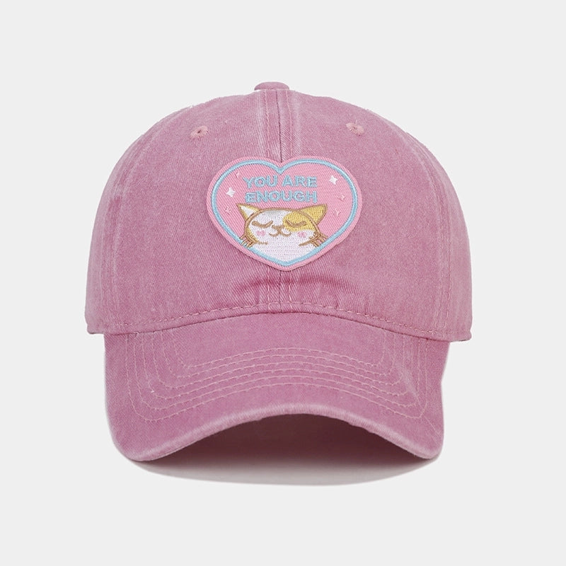 Women'S Cute Bear Cat Embroidery Curved Eaves Baseball Cap