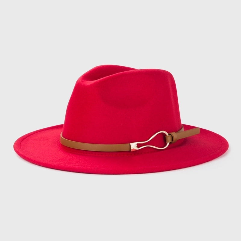 Retro Woolen Hats Men's Belt Hat Simple Big Brim Jazz Hat