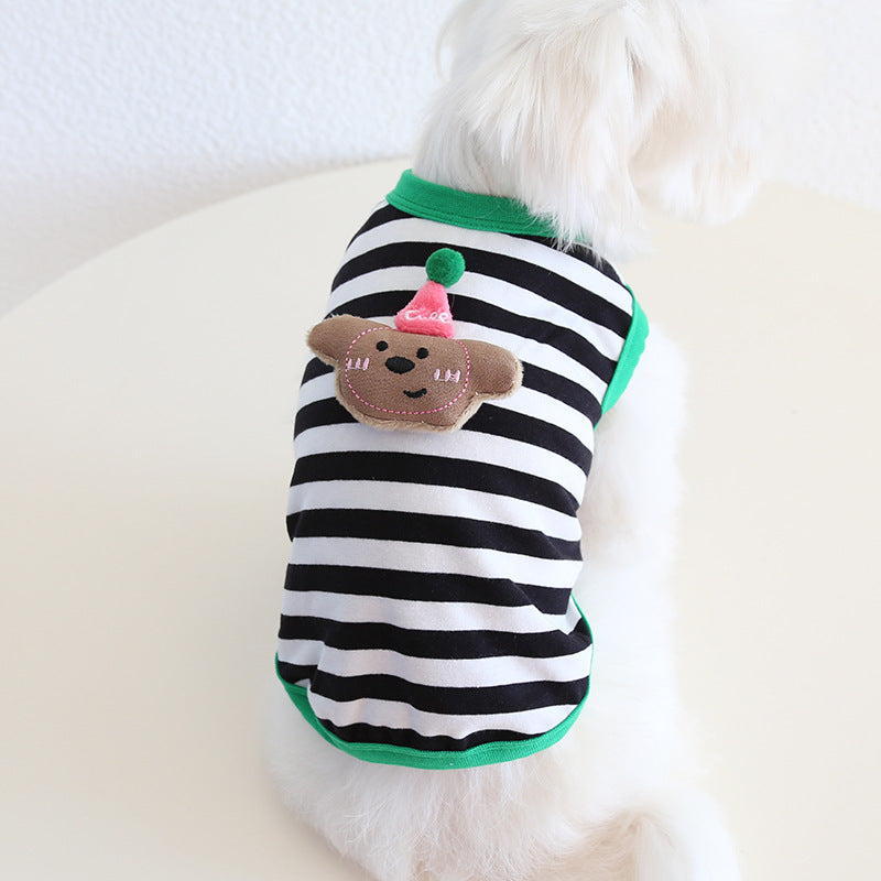 Striped Cute Animal Decor Dog Cat Vest