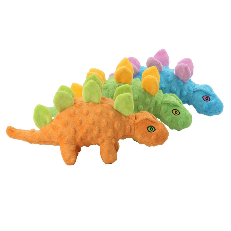 New Two-in-one Pet Plush Sound Toy Dinosaur Dog Relieving Stuffy Molar Teeth Cleaning Cartoon Stegosaurus Toy