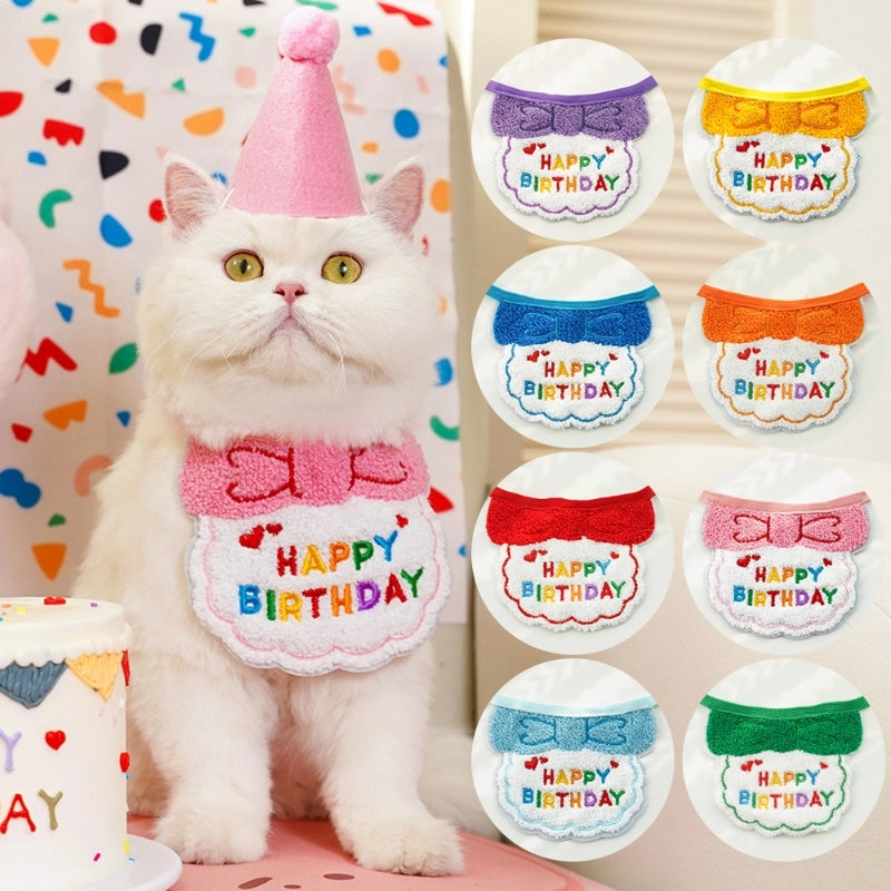 Cute Polyester Letter Pet Saliva Towel Pet Hat