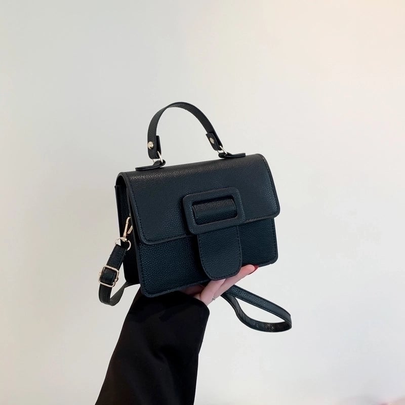 Women's Pu Leather Solid Color Basic Flip Cover Handbag