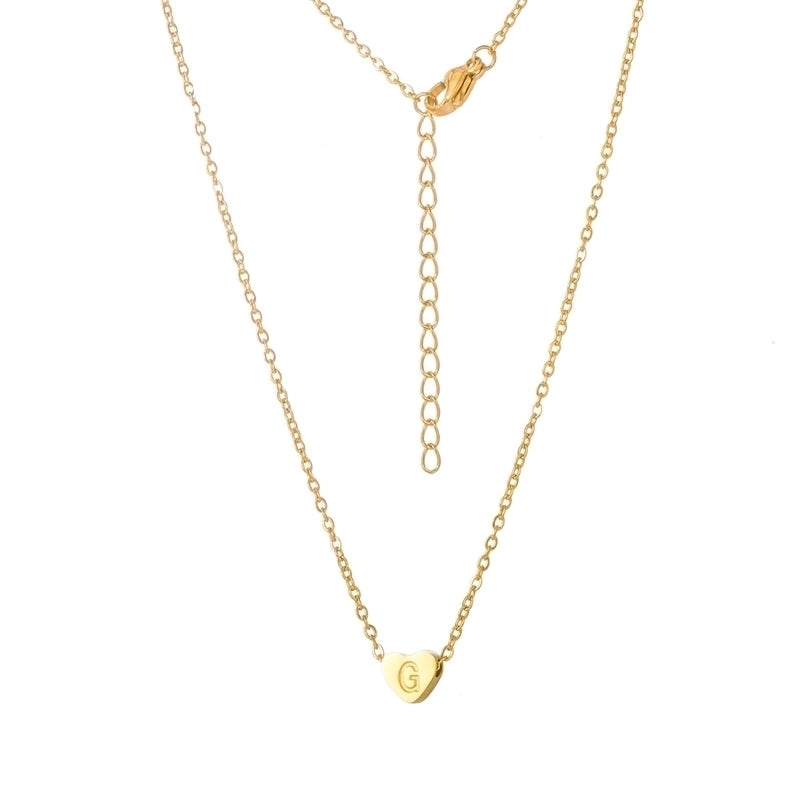 Stainless Steel Titanium Steel 18K Gold Plated Minimalist Letter Heart Shape None Pendant Necklace