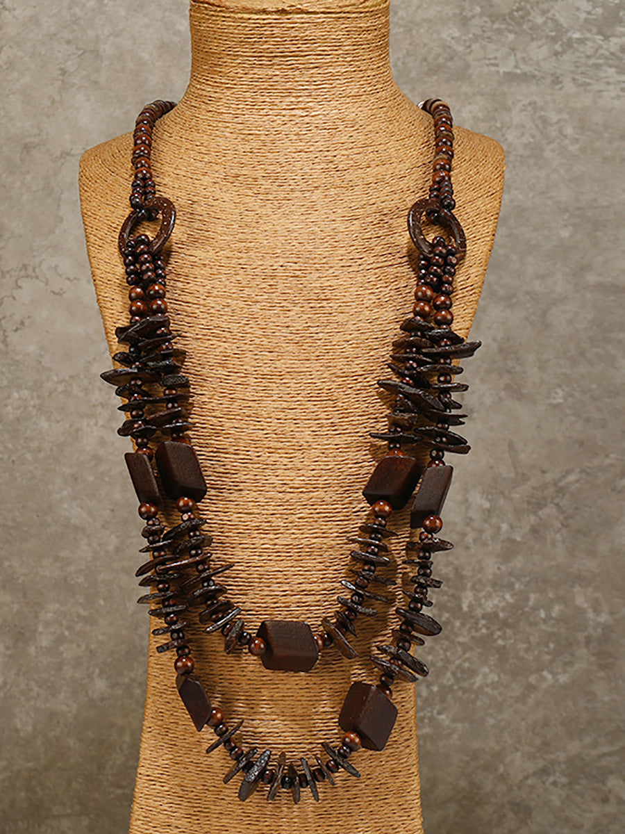 Women Bohemia Coconut Shell Weave Necklace