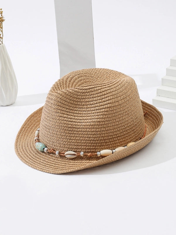 Women's Vacation Classic Style Geometric Curved Eaves Sun Hat Straw Hat