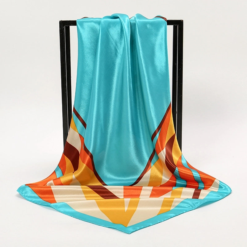 Unisex Streetwear Stripe Cashew Nuts Flower Satin Printing Silk Scarf