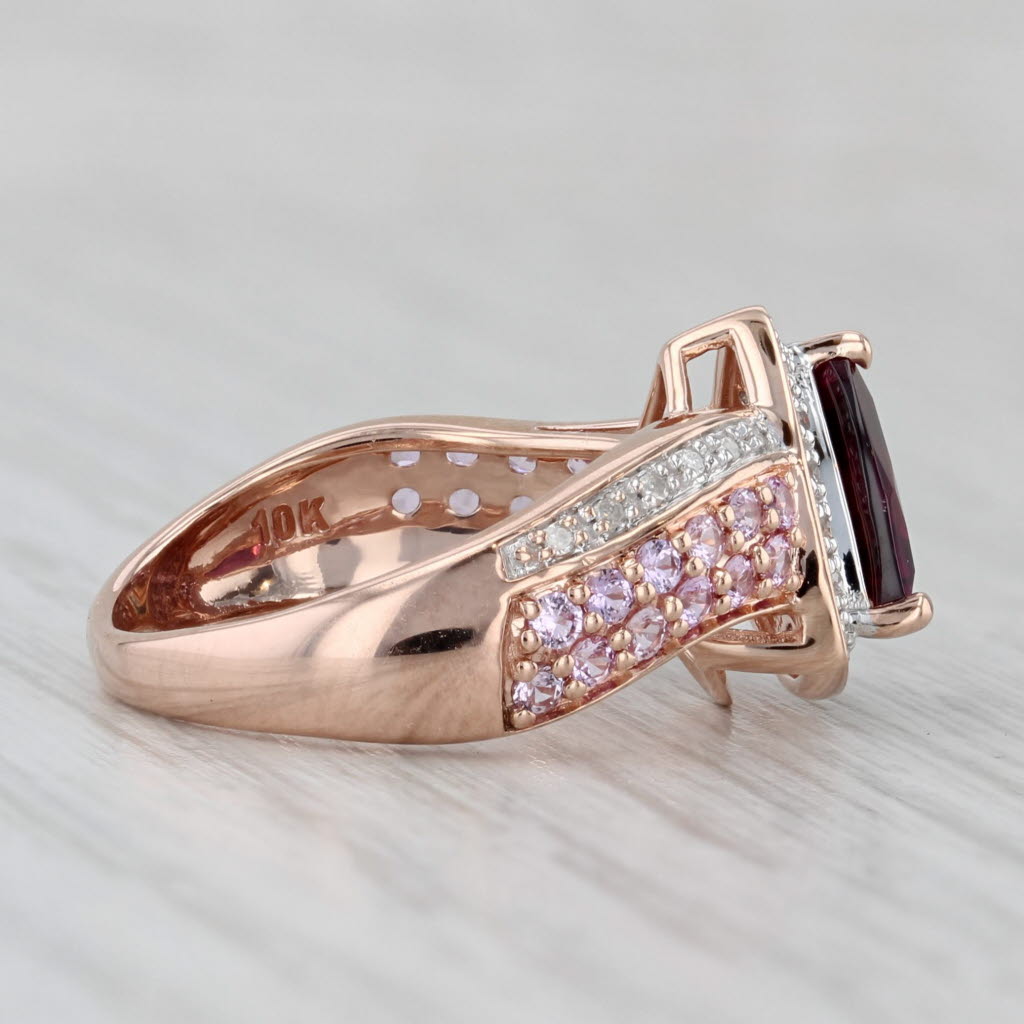 2.39ctw Garnet Pink Sapphire Diamond Halo Ring 10k Rose Gold Size 5
