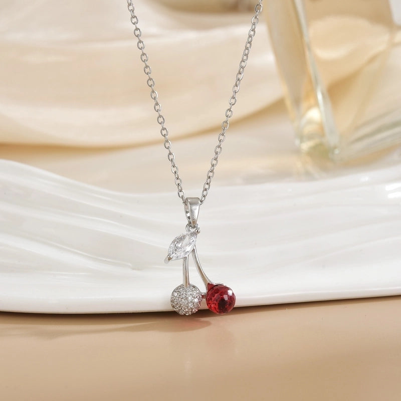 Minimalist Cherry Titanium Steel Plating Pendant Necklace