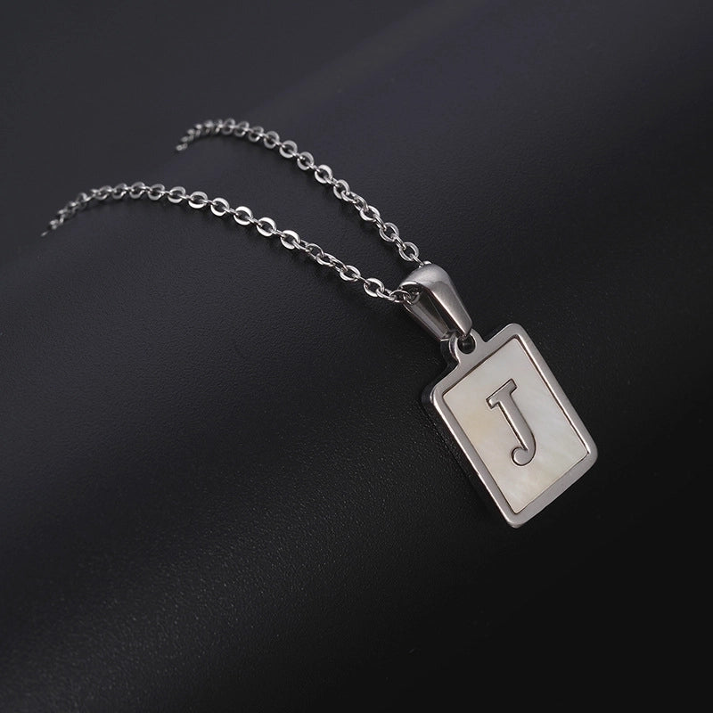 Minimalist Letter Rectangle 304 Stainless Steel Titanium Steel Shell 18K Gold Plated Plating Pendant Necklace