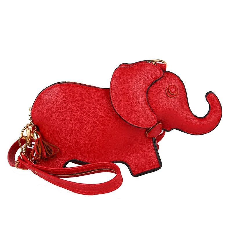 Women's Small Pu Leather Elephant Streetwear Elephant-shaped Zipper Crossbody Bag