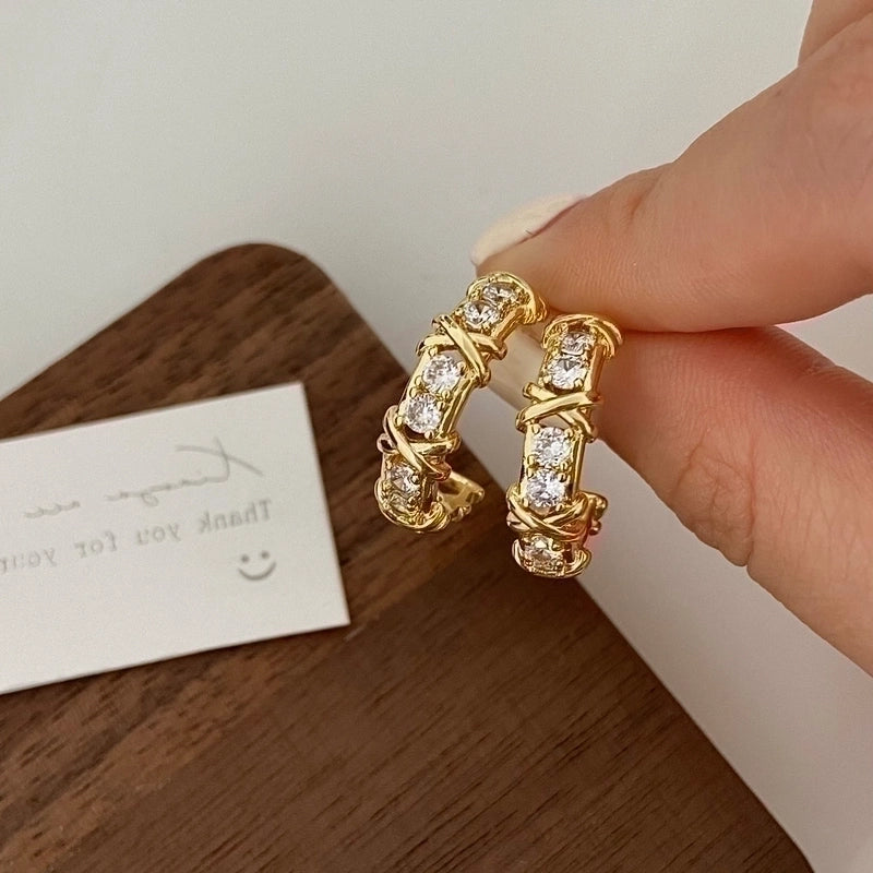 Elegant Streetwear Geometric Plating Inlay Copper Zircon Earrings