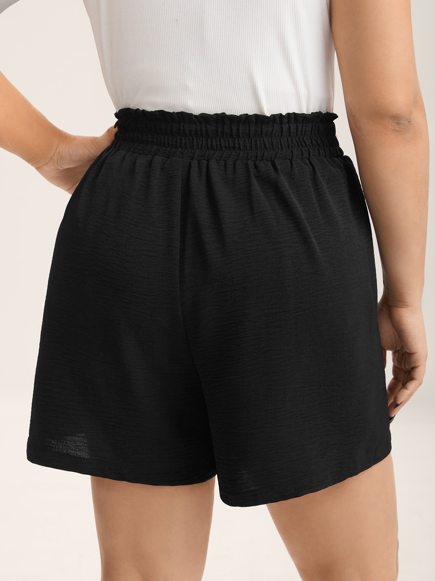 Belted Wide-Leg Solid Shorts