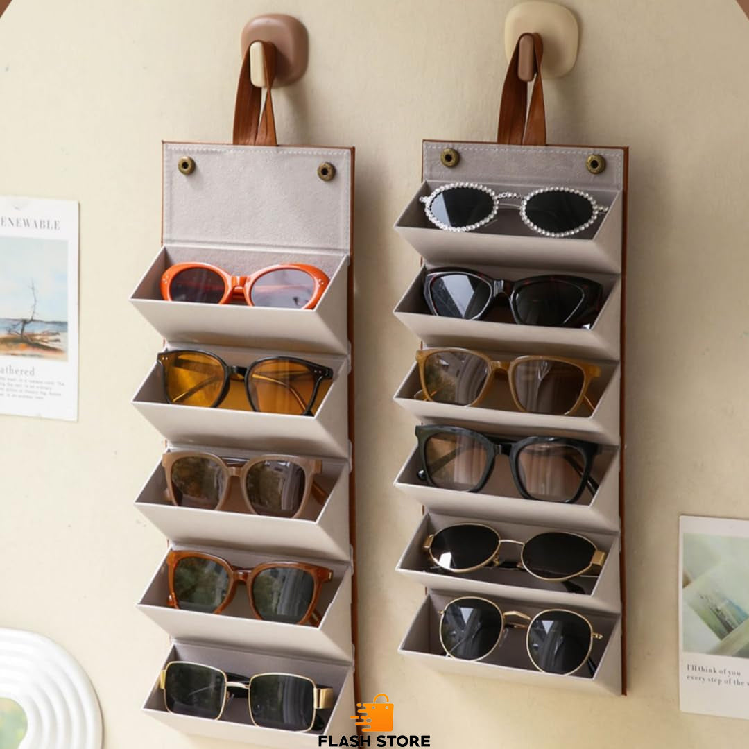 Portable Leather Glasses Organizer Case