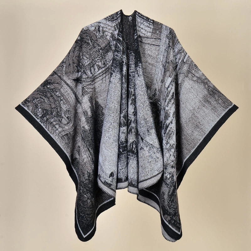 Women's Retro Graffiti Polyester Acrylic Oil Painting Shawl