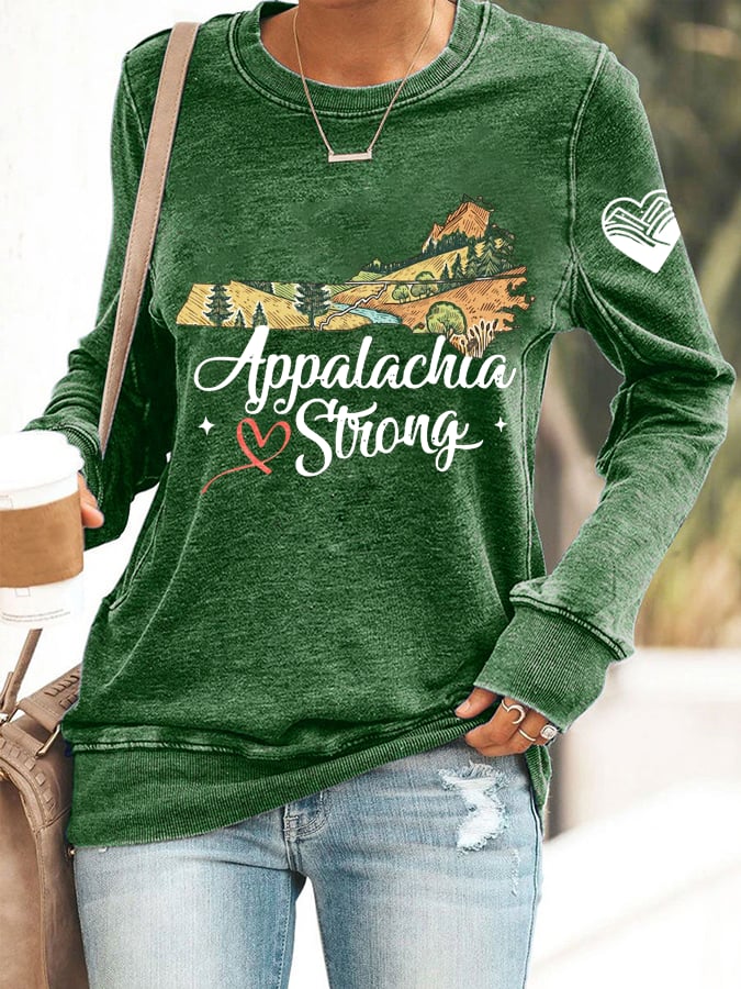 Appalachian Print Casual Long Sleeve Hoodie