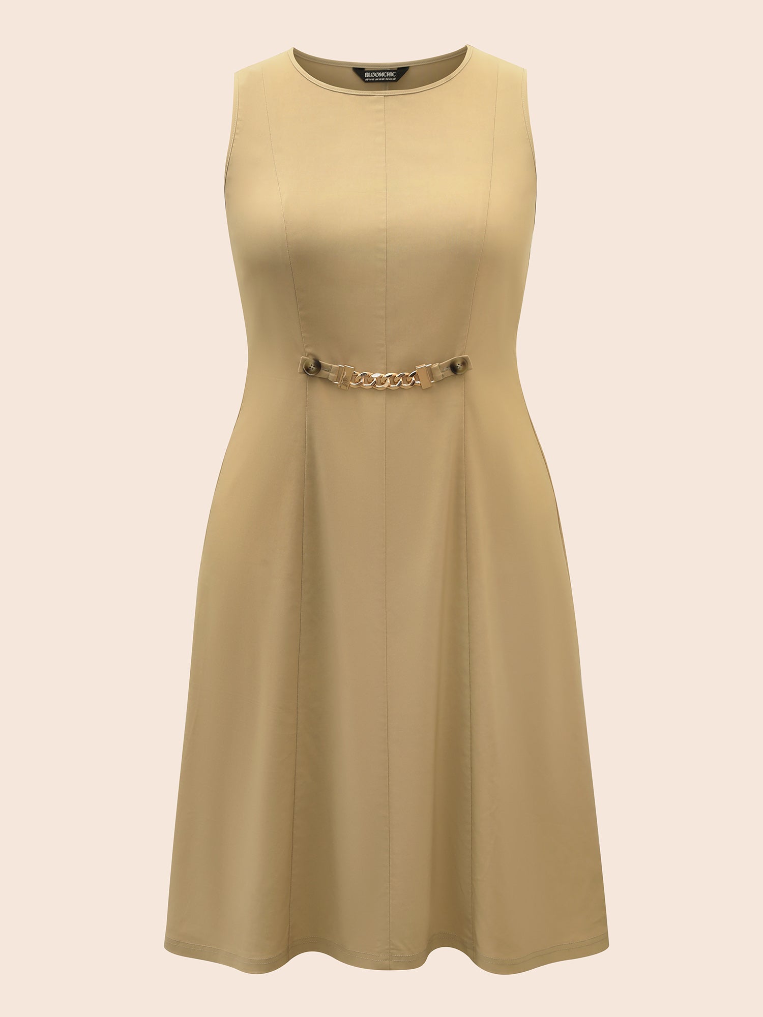 Round Neck Metal Chain Detail Tank Dress