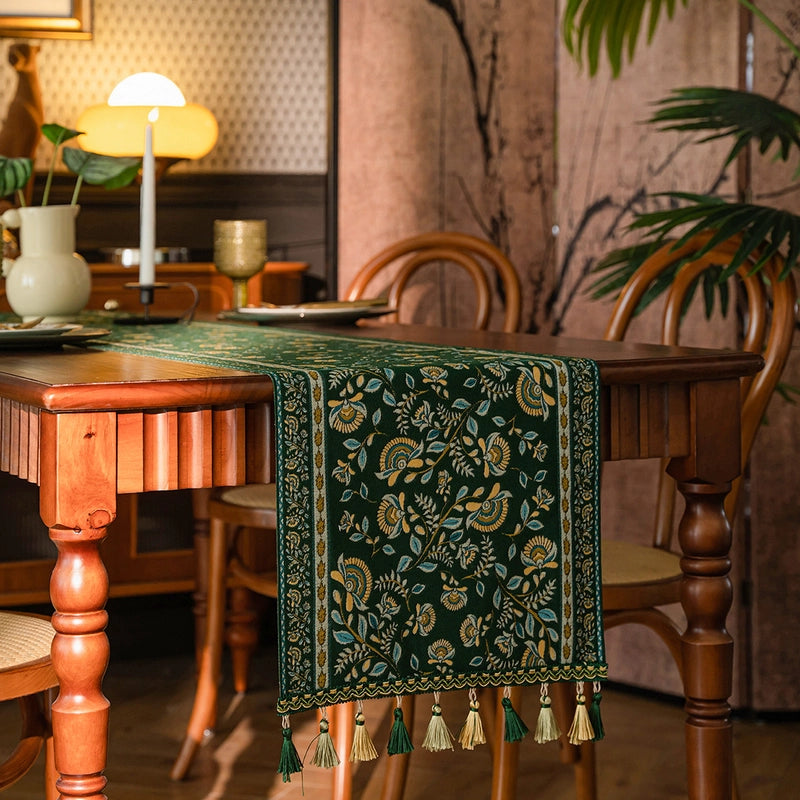 Retro Leaf Flower Polyester Tablecloths