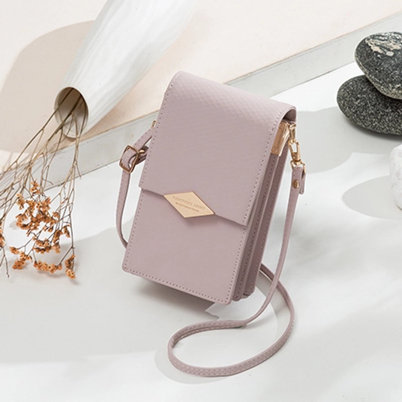 Cross-border Mobile Phone Bag Female Japanese And Korean Partysu Verticle Square Metal Buckle Simple Shoulder Bag