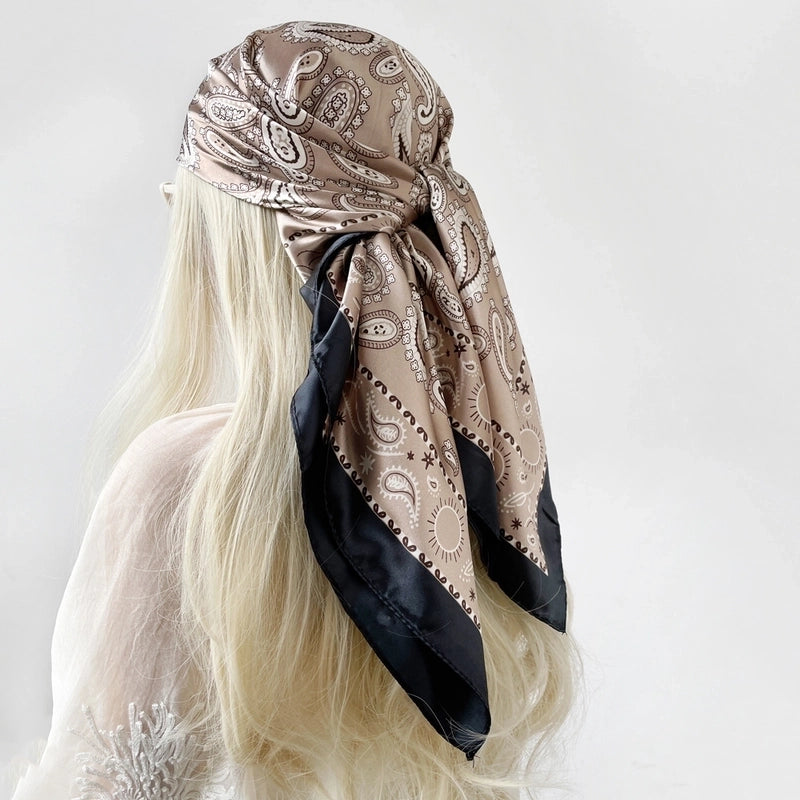 Women's Casual Vacation Printing Satin Printing And Dyeing Floral Silk Scarf Kerchief