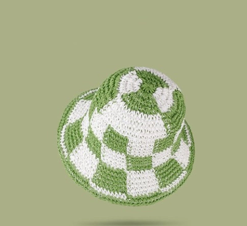 Women's Basic Lattice Braid Flat Eaves Straw Hat