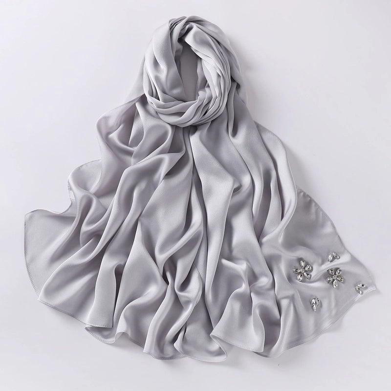 Women's Minimalist Solid Color Flower Chiffon Diamond Kerchief