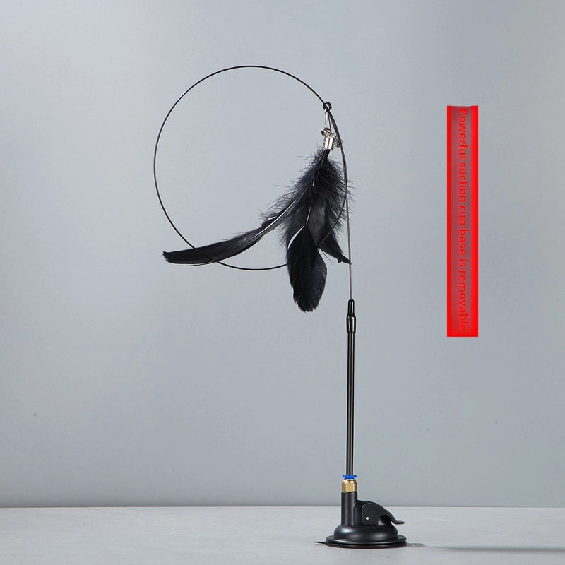 Upgrade Glue Suction Cup Steel Wire Rod Feather Tease Cat Stick Cat Self-Hi Relief Mi Toy Supplies