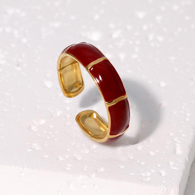 Retro Vintage Niche Personality Stainless Steel Open Ring For Women