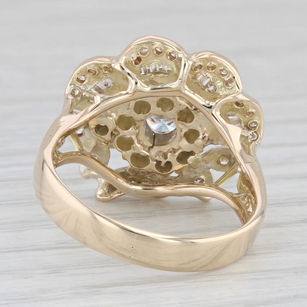 0.67ctw Diamond Cluster Flower Ring 14k Yellow Gold Size 7.75