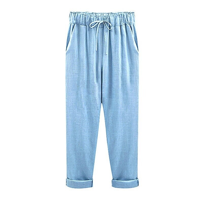 High Waist Summer Classic Slim Linen Pants