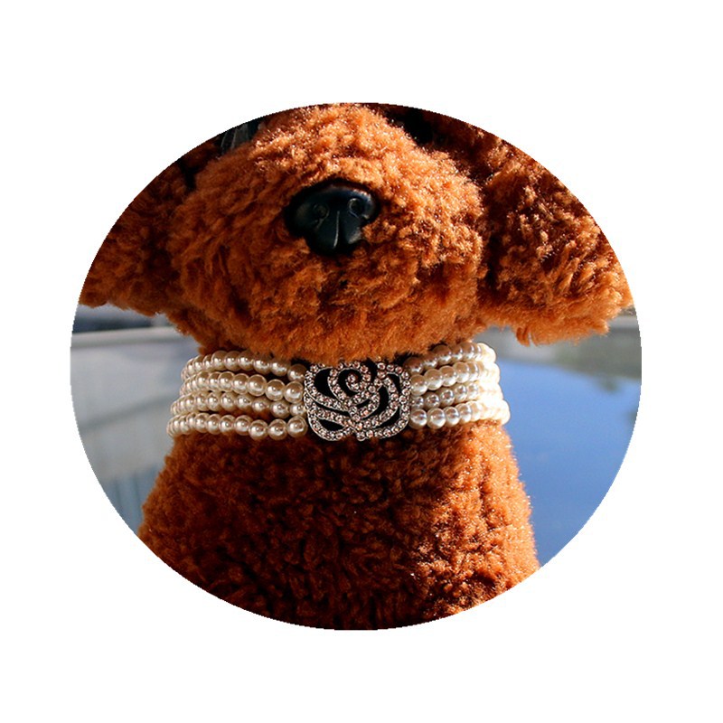 Flower Pattern Pearl Dog Cat Collar