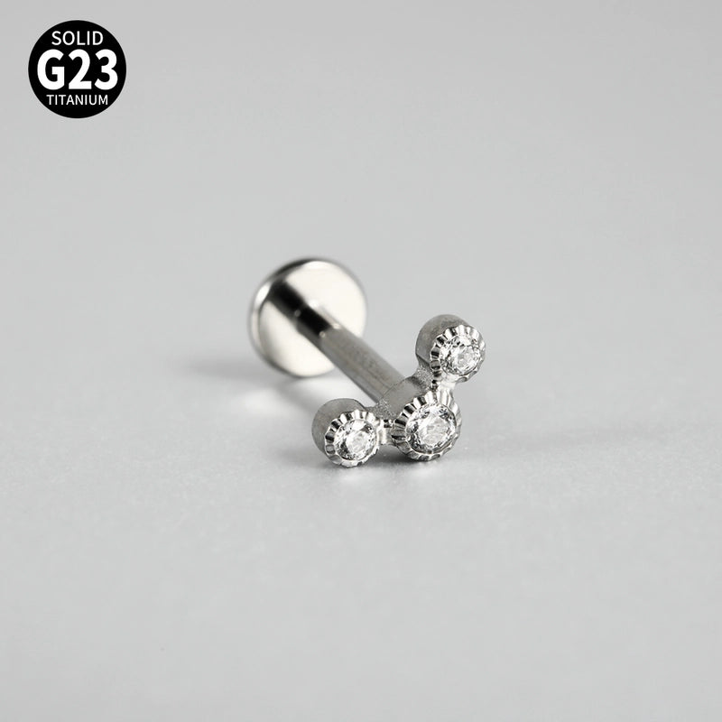 1 Piece Ear Cartilage Rings & Studs Casual Hip-Hop Snake Butterfly G23 Titanium Alloy Inlay Zircon 18K Gold Plated Lip Rings Ear Cartilage Rings & Studs