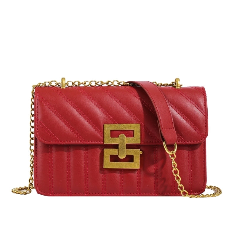 Women's Medium Pu Leather Solid Color Elegant Classic Style Square Flip Cover Shoulder Bag Crossbody Bag