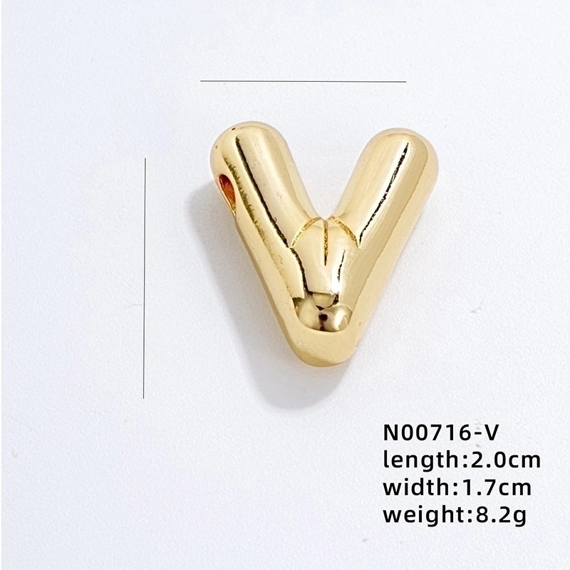 304 Stainless Steel Copper Gold Plated IG Style Minimalist Polishing Plating Letter Charms