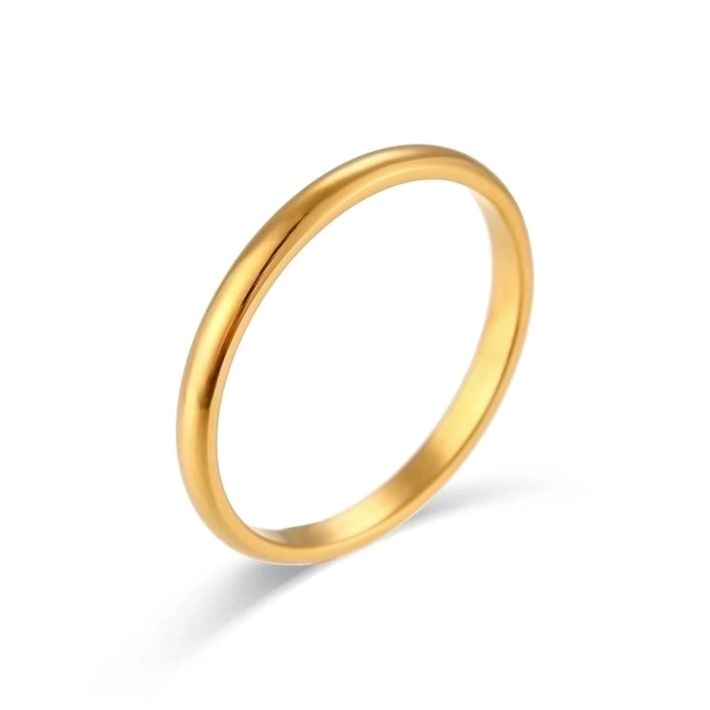 Fashion Solid Color 304 Stainless Steel 18K Gold Plated Plating Rings