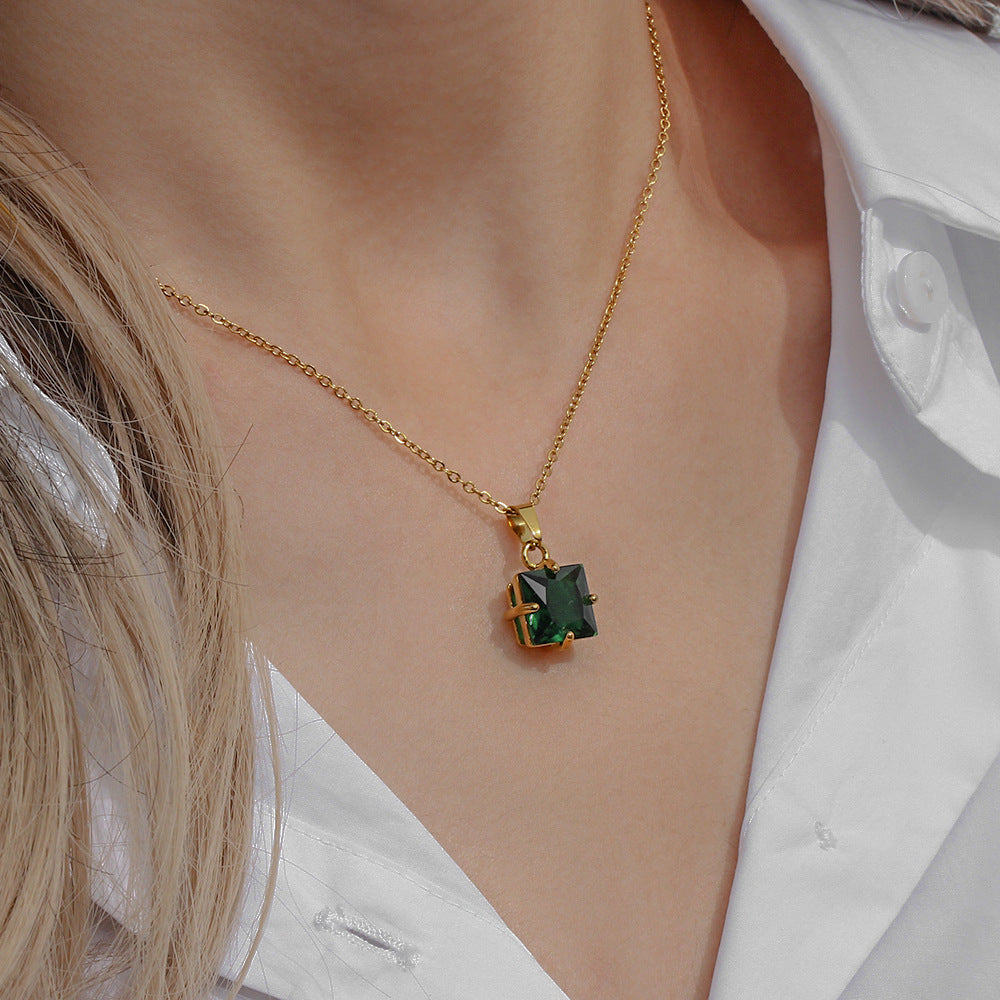 Fashion Quadrilateral Geometric Stainless Steel 18K Gold Plated Necklaces
