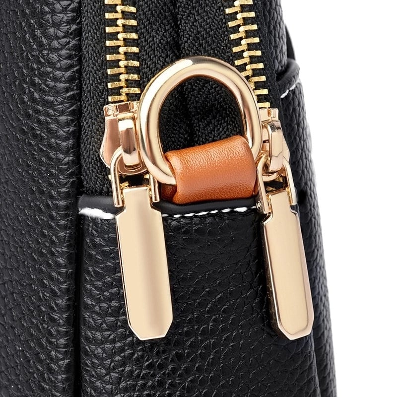 Women's Leather Solid Color Basic Square Magnetic Buckle Shoulder Bag Phone Wallets Crossbody Bag