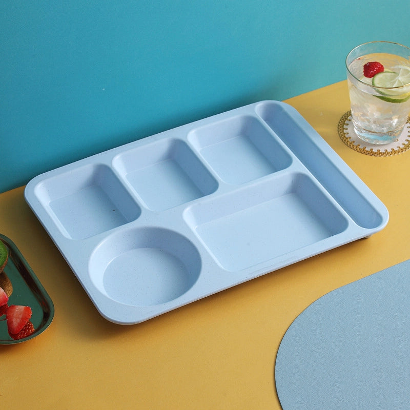 Creative Wheat Straw Dinner Plate Set Household Adult And Student's Split Fast Food Plate Thickened Canteen Rice Plate Bowl Cup And Saucer