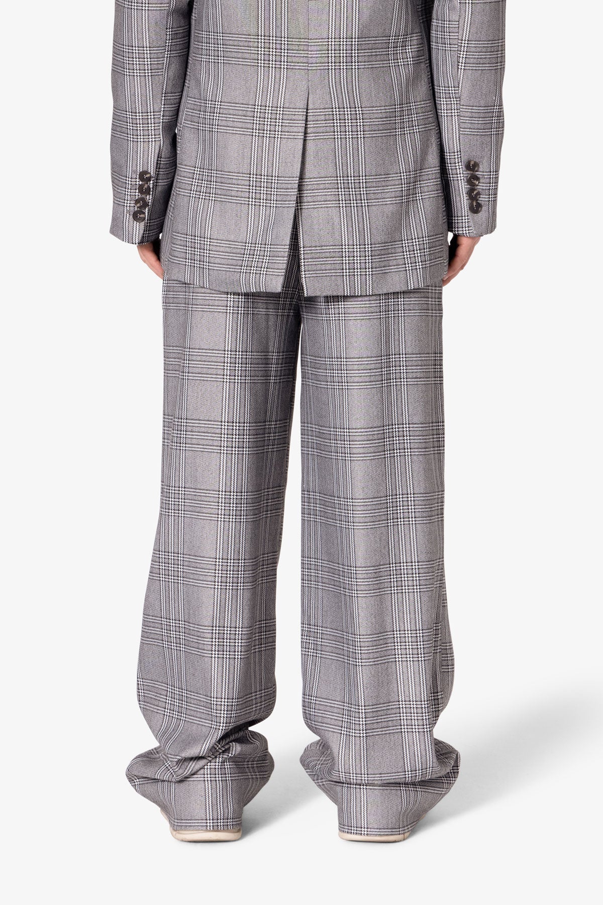 Plaid Baggy Suit Pants - Black/Grey