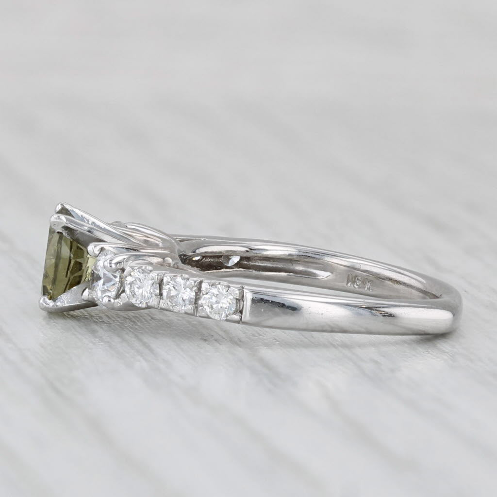 1.42ctw Green Tourmaline Diamond Ring 18k White Gold Size 4 Engagement